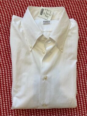BORRIELLO Napoli Men's White Button-Down Dress Shirt. NWT. Sz 16.5